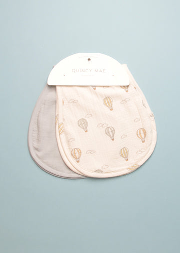 BURP CLOTH - 2 PACK - IVORY/SKY