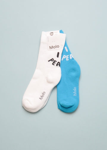 NORMAN SOCKS - 2 PACK - WHITE/BLUE