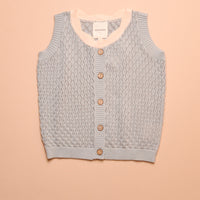 SHELL COLLAR KNIT VEST - LIGHT BLUE