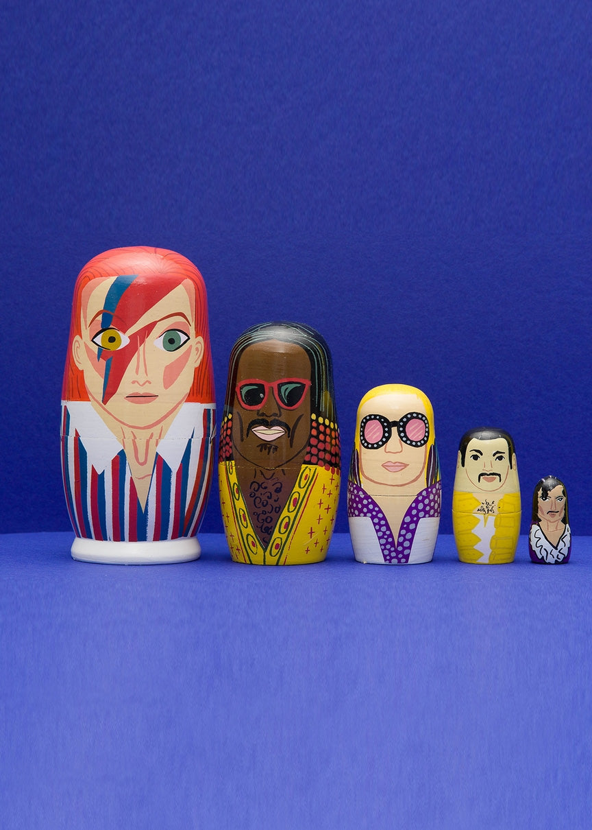 70'S MEN OF POP WOODEN NESTING DOLL SET