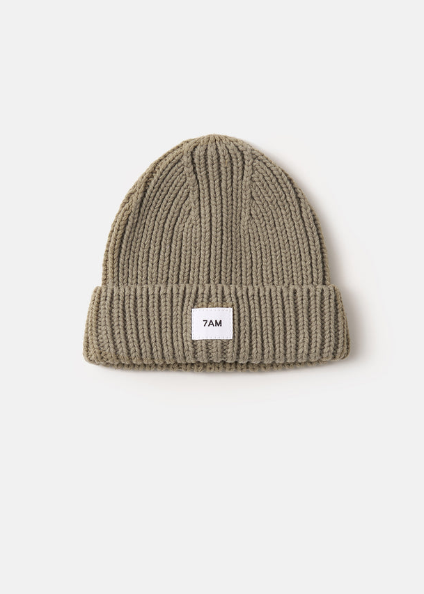 CHUNKY KNIT BEANIE - OLIVE