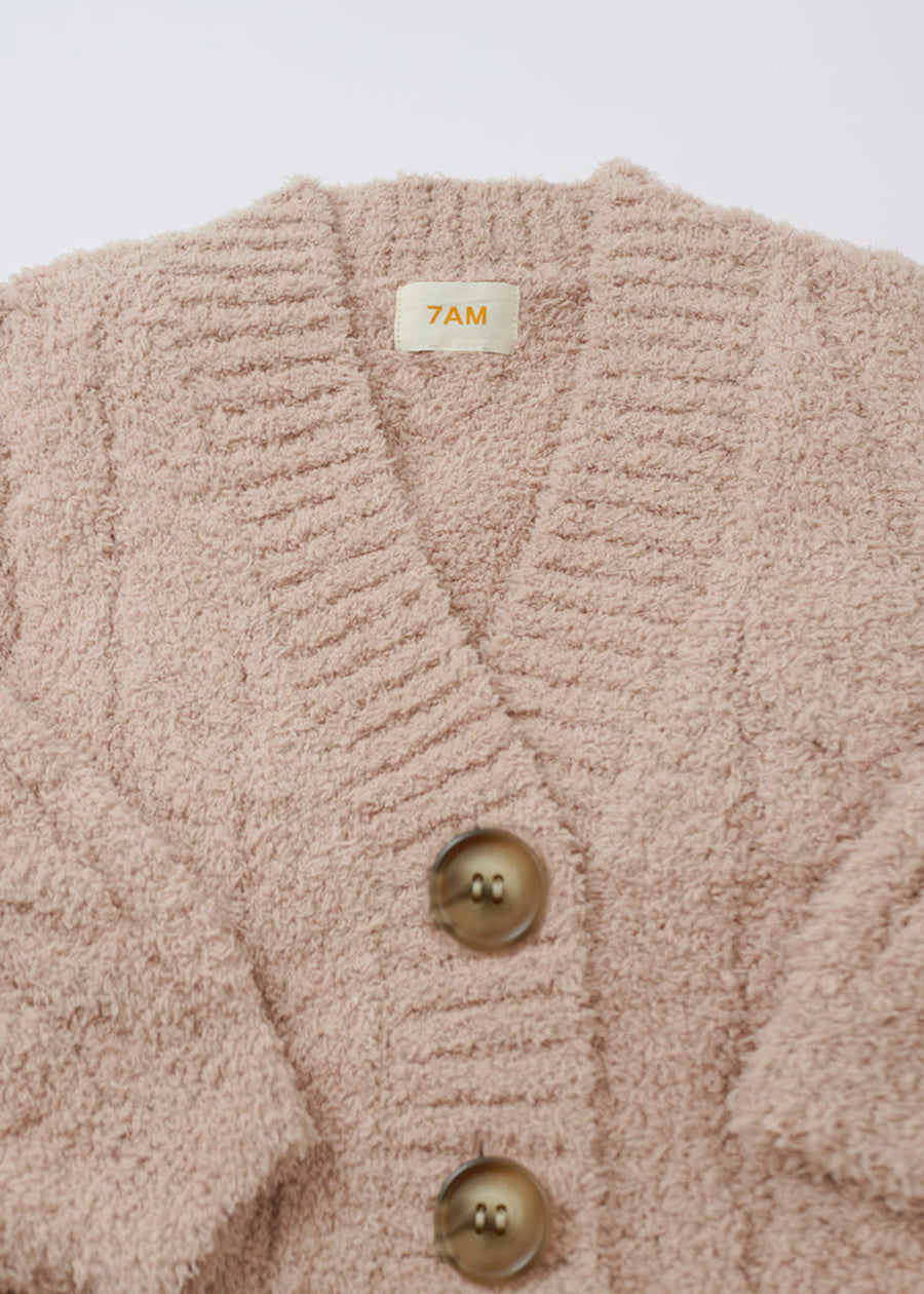 FUZZY V-NECK CARDIGAN