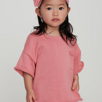 BOXY KNIT POCKET TEE - CORAL