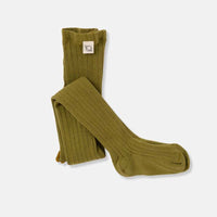 RIB KNIT TIGHTS - GREEN