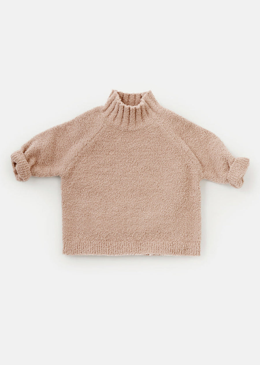 FUZZY TURTLENECK SWEATER - PECAN