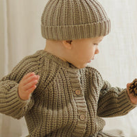 CHUNKY KNIT BEANIE - OLIVE