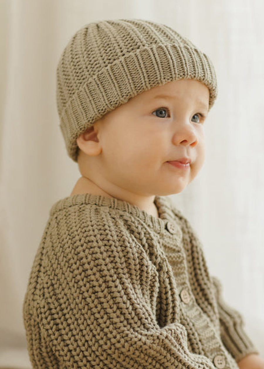 CHUNKY KNIT BEANIE - OLIVE