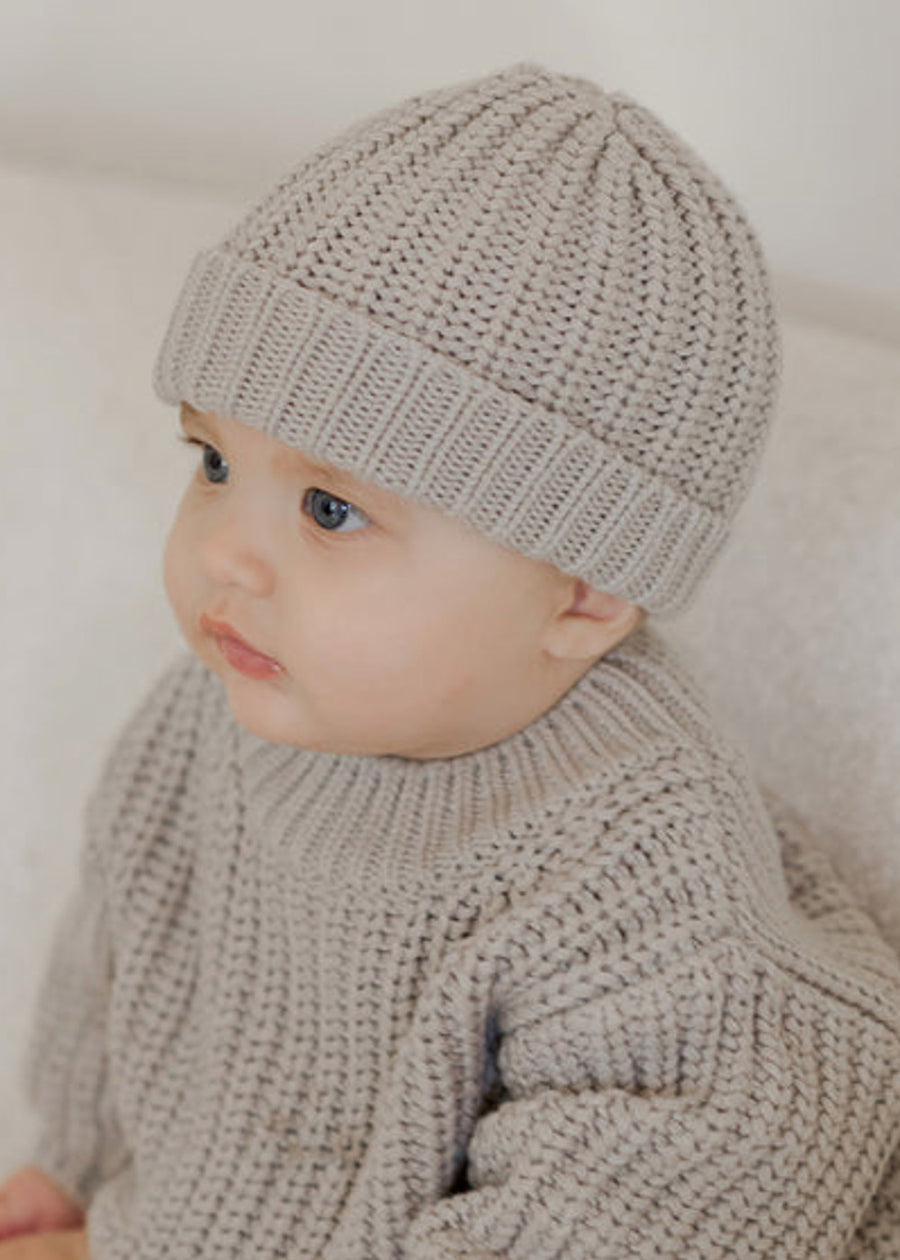 CHUNKY KNIT BEANIE - FOG