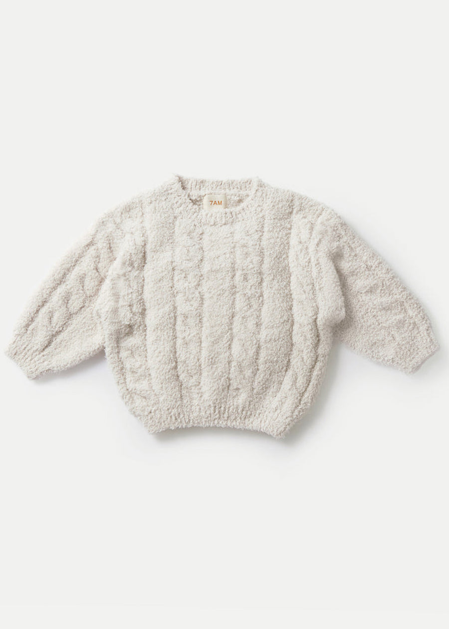 FUZZY BOXY CABLE SWEATER