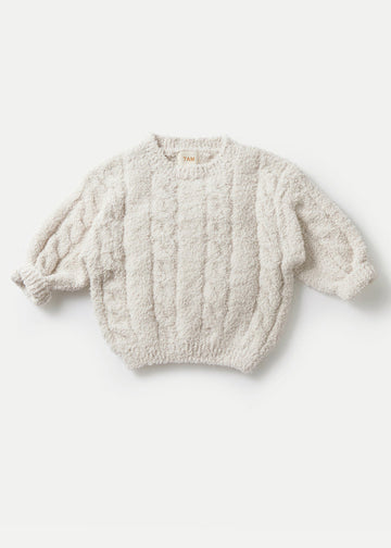 FUZZY BOXY CABLE SWEATER