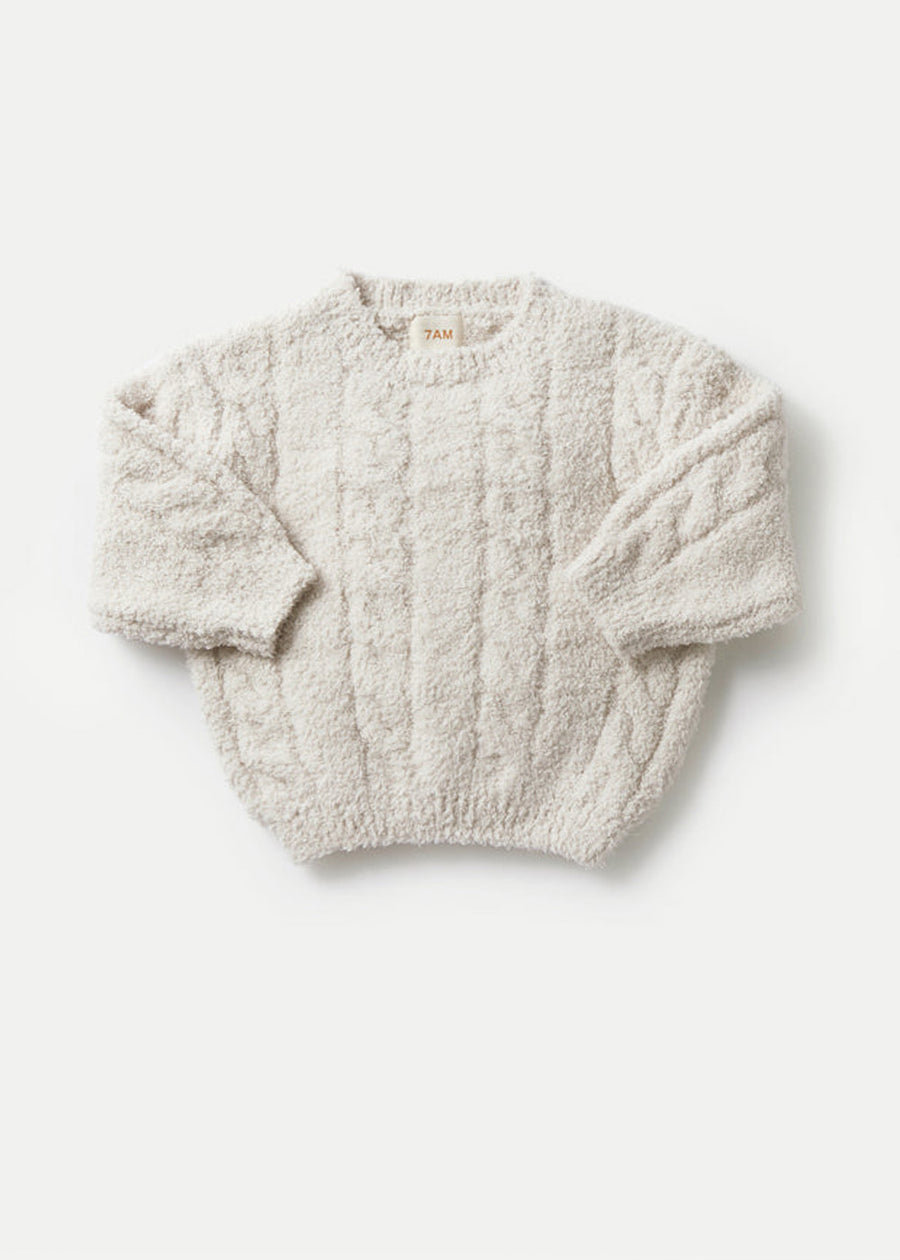 FUZZY BOXY CABLE SWEATER