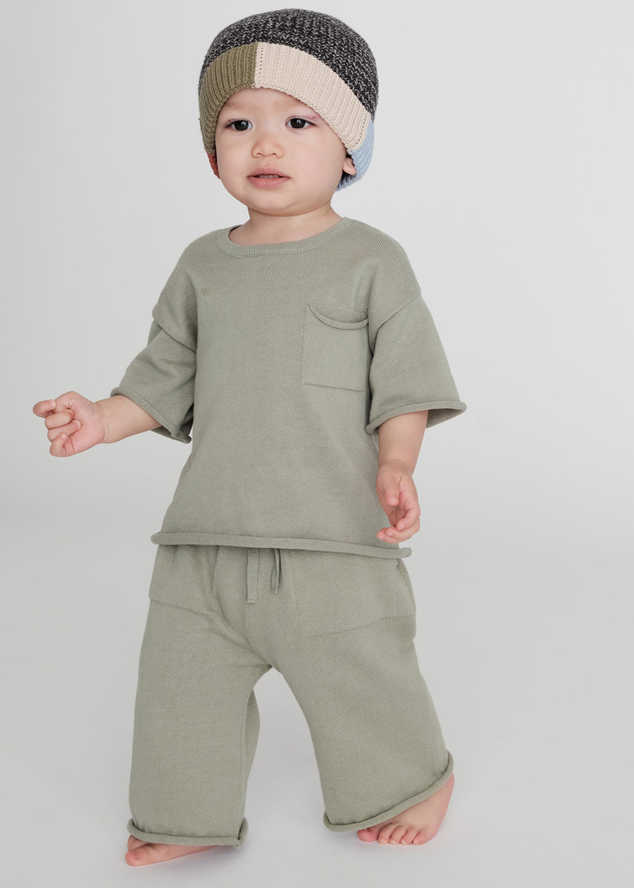 RELAXED BOXY KNIT PANTS - SAGE