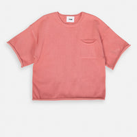 BOXY KNIT POCKET TEE - CORAL