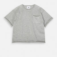 BOXY KNIT POCKET TEE - HEATHER GREY