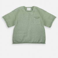 BOXY KNIT POCKET TEE - SAGE