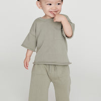 RELAXED BOXY KNIT PANTS - SAGE