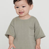 BOXY KNIT POCKET TEE - SAGE